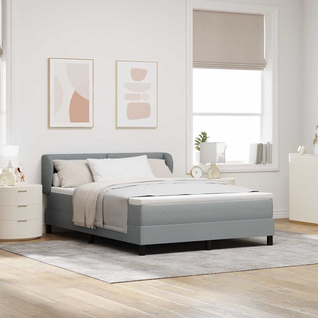 Boxspringbett Mit Matratze Stoff Hellgrau
