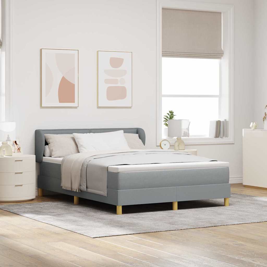 Boxspringbett Mit Matratze Stoff Hellgrau