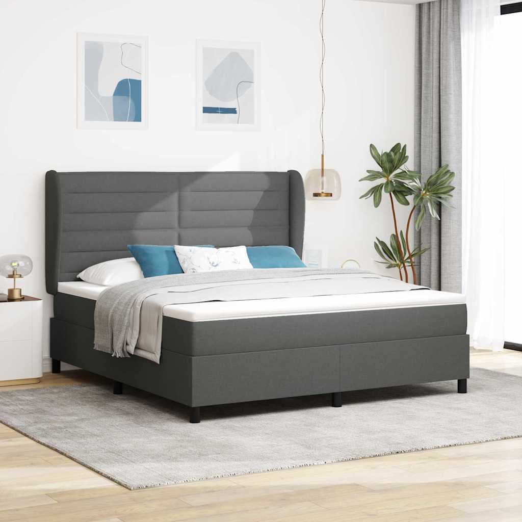 Boxspringbett Mit Matratze Stoff Dunkelgrau