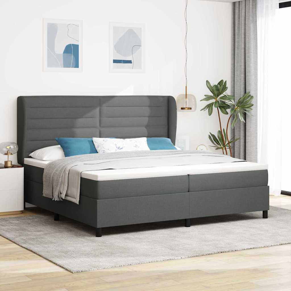 Boxspringbett Mit Matratze Stoff Dunkelgrau