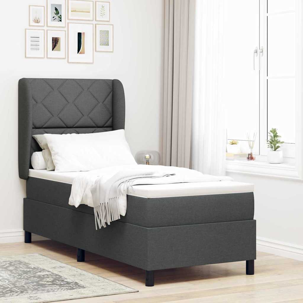 Boxspringbett Mit Matratze Stoff Dunkelgrau