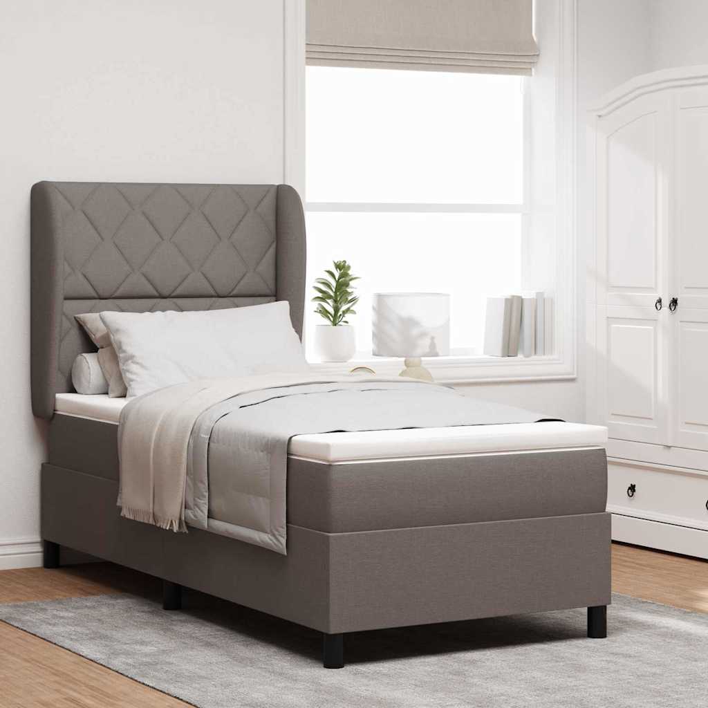 Boxspringbett Mit Matratze Stoff Taupe