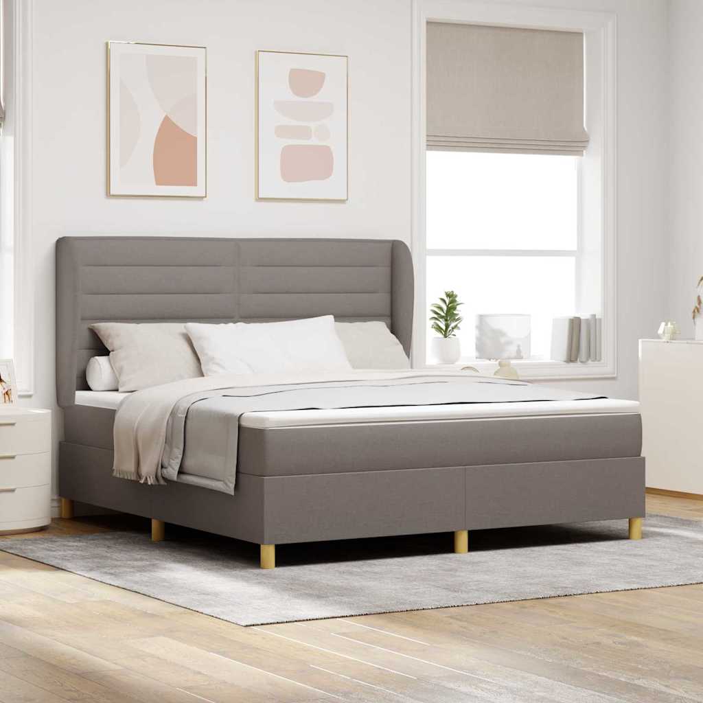 Boxspringbett Mit Matratze Stoff Taupe