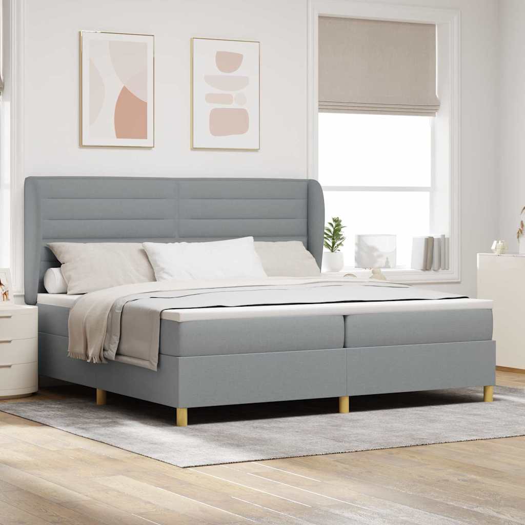 Boxspringbett Mit Matratze Stoff Hellgrau