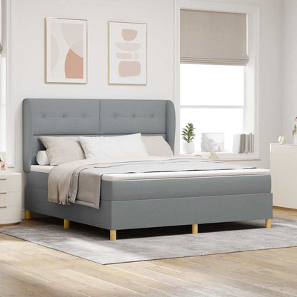 Boxspringbett Mit Matratze Stoff Hellgrau