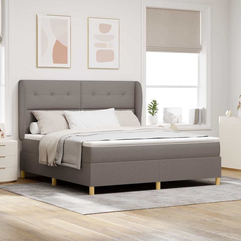 Boxspringbett Mit Matratze Stoff Taupe