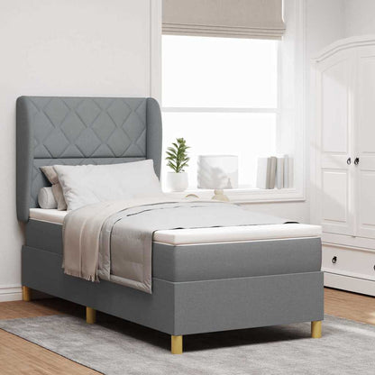 Boxspringbett Mit Matratze Stoff Hellgrau