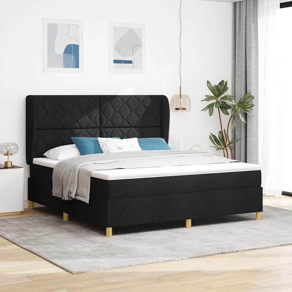 Boxspringbett Mit Matratze Stoff Schwarz