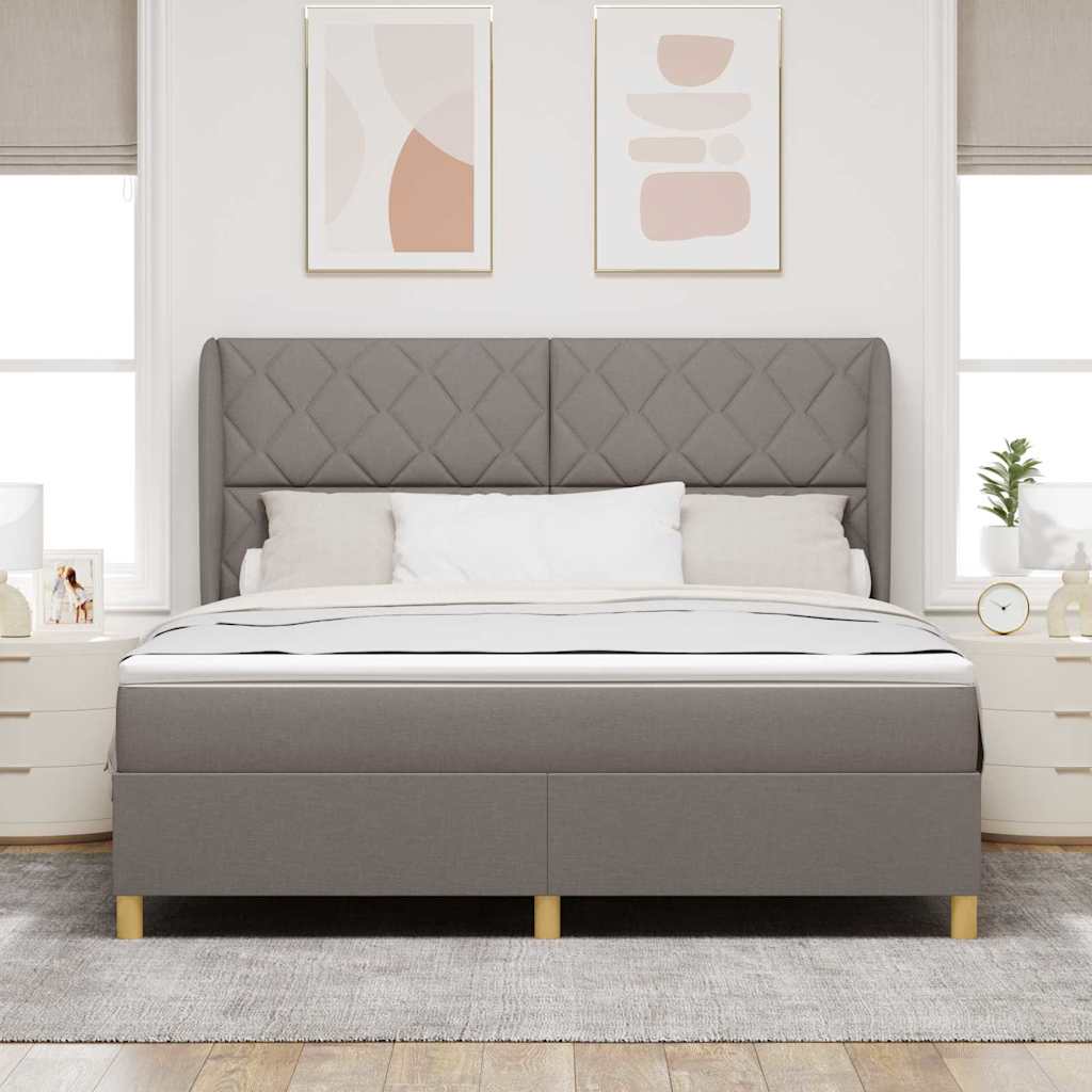 Boxspringbett Mit Matratze Stoff Taupe