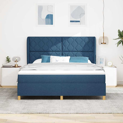 Boxspringbett Mit Matratze Stoff Blau
