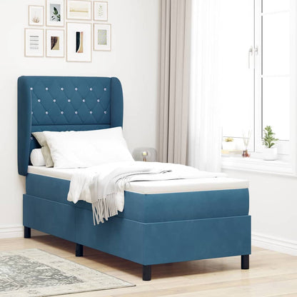 Boxspringbett Mit Matratze Samt Dunkelblau