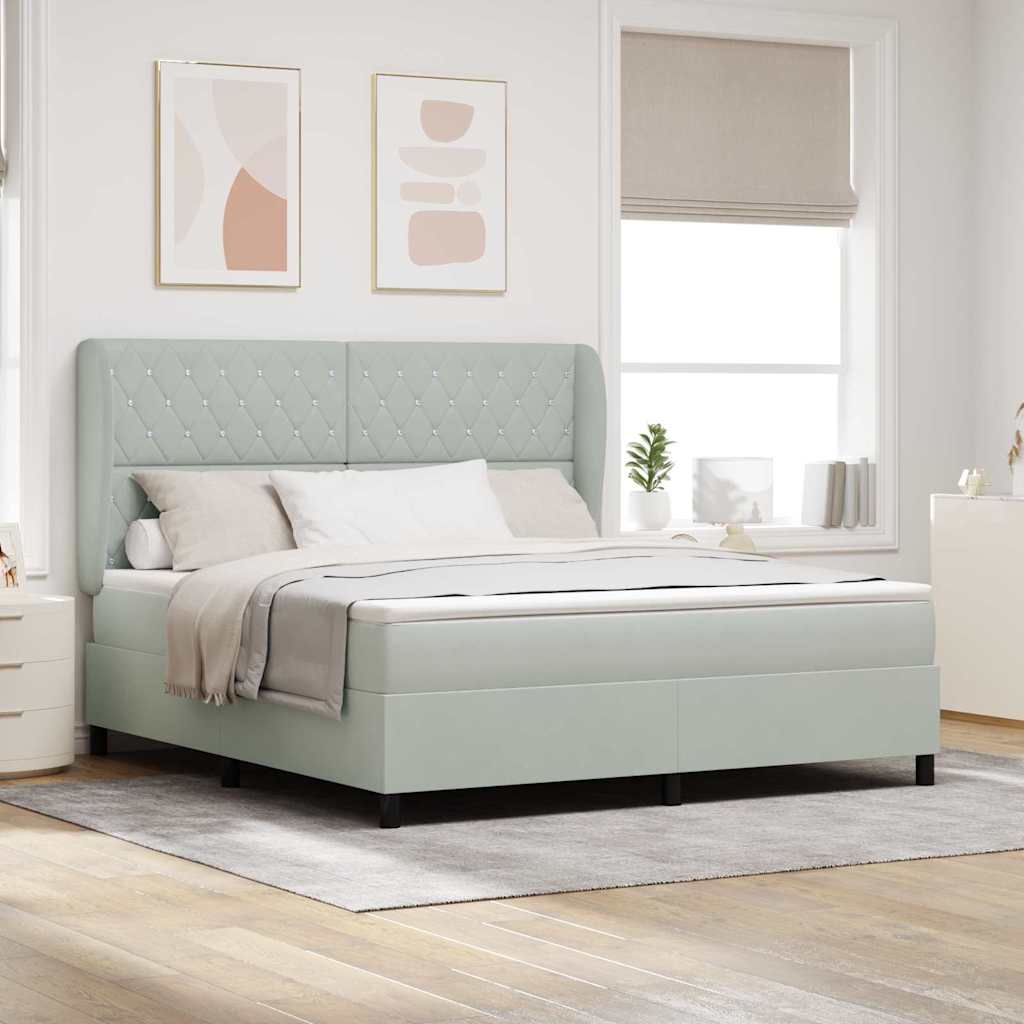 Boxspringbett Mit Matratze Samt Hellgrau
