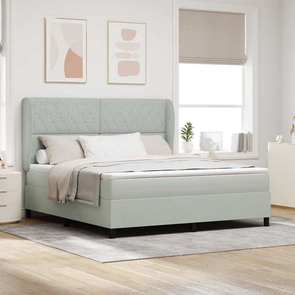 Boxspringbett Mit Matratze Samt Hellgrau