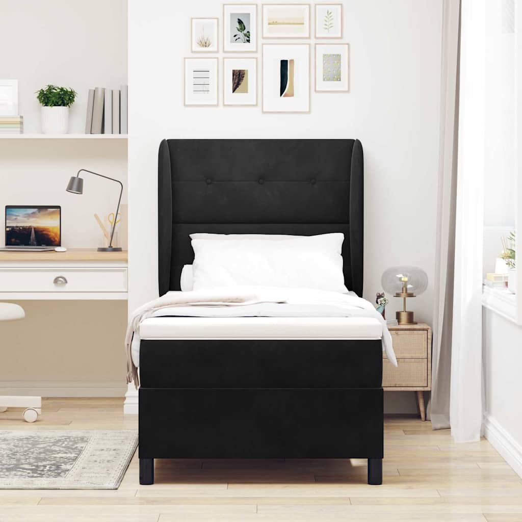 Boxspringbett Mit Matratze Samt Schwarz