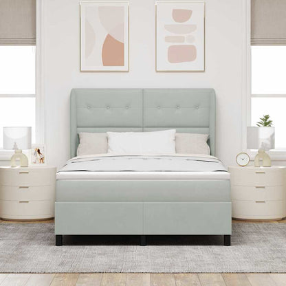 Boxspringbett Mit Matratze Samt Hellgrau