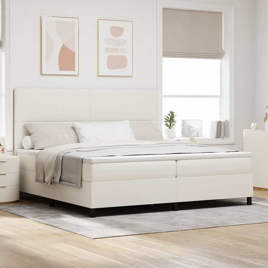 Boxspringbett Creme Und Weiß 203 X 200 X 128 Cm Cordstoff