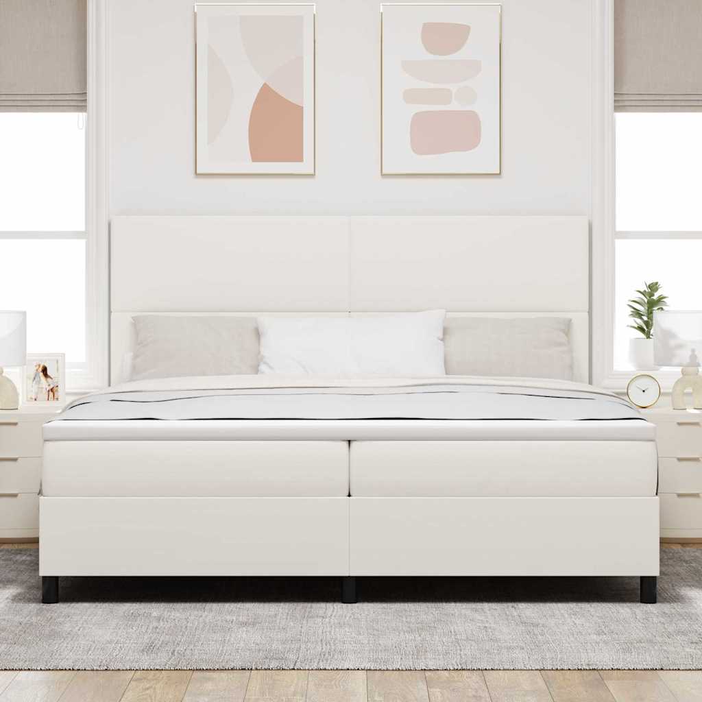 Boxspringbett Creme Und Weiß 203 X 200 X 128 Cm Cordstoff
