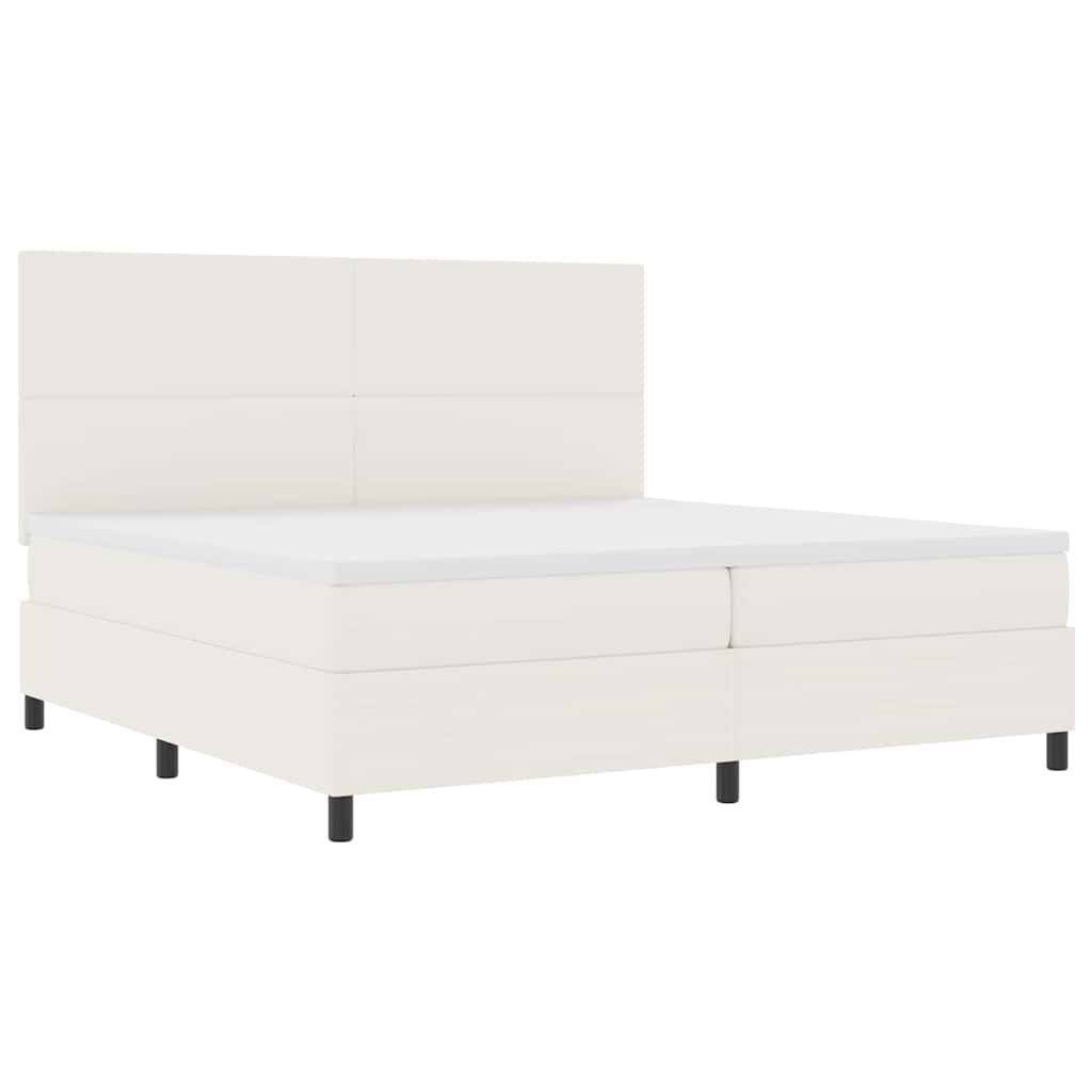 Boxspringbett Creme Und Weiß 203 X 200 X 128 Cm Cordstoff