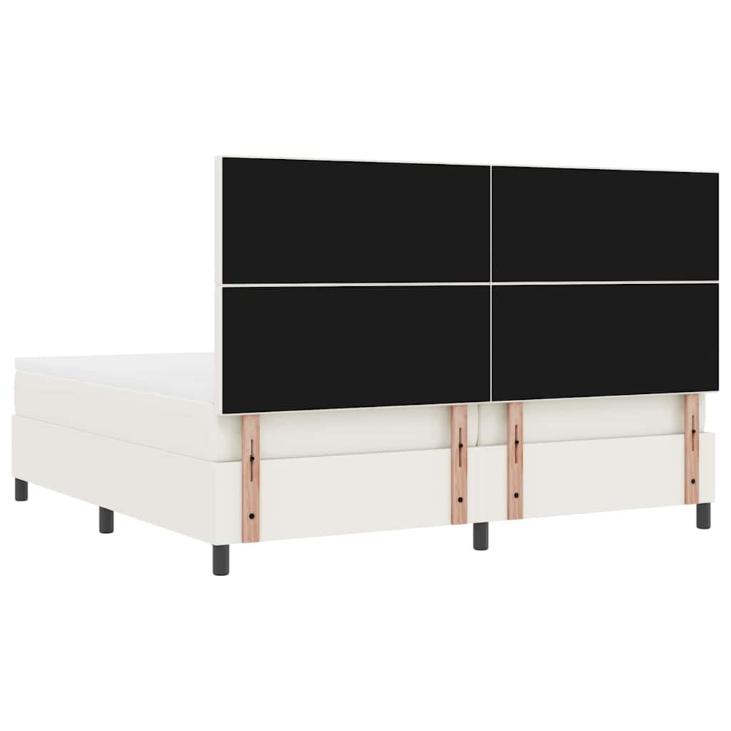 Boxspringbett Creme Und Weiß 203 X 200 X 128 Cm Cordstoff