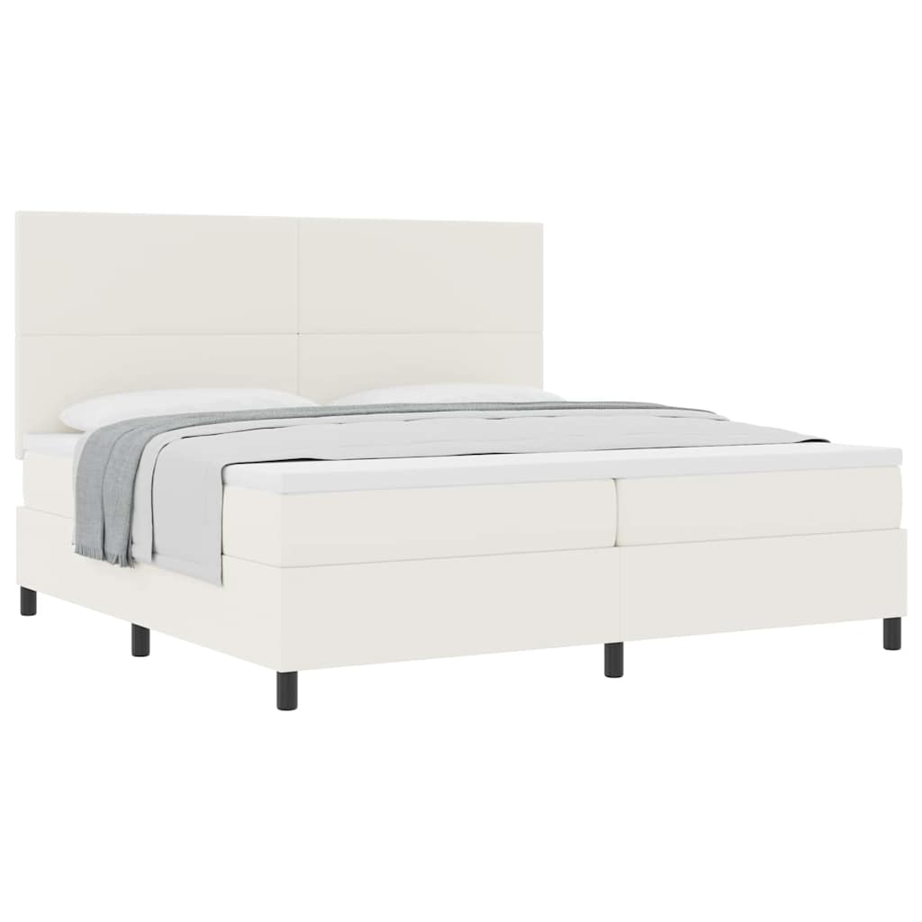 Boxspringbett Creme Und Weiß 203 X 200 X 128 Cm Cordstoff