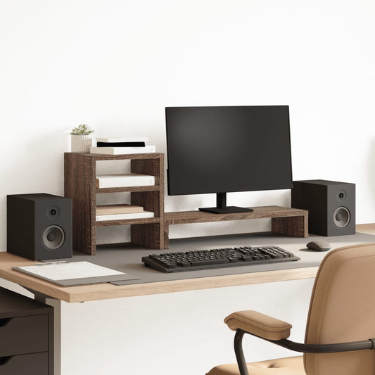 Monitorständer Mit Schreibtisch-Organizer Braun Eichen-Optik