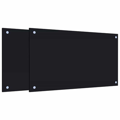 Küchenrückwände 2 Stk. Hartglas Schwarz
