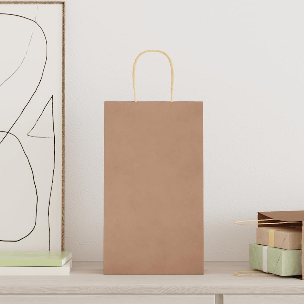 Papiertragetaschen 50 Stk. Mit Henkeln Braun