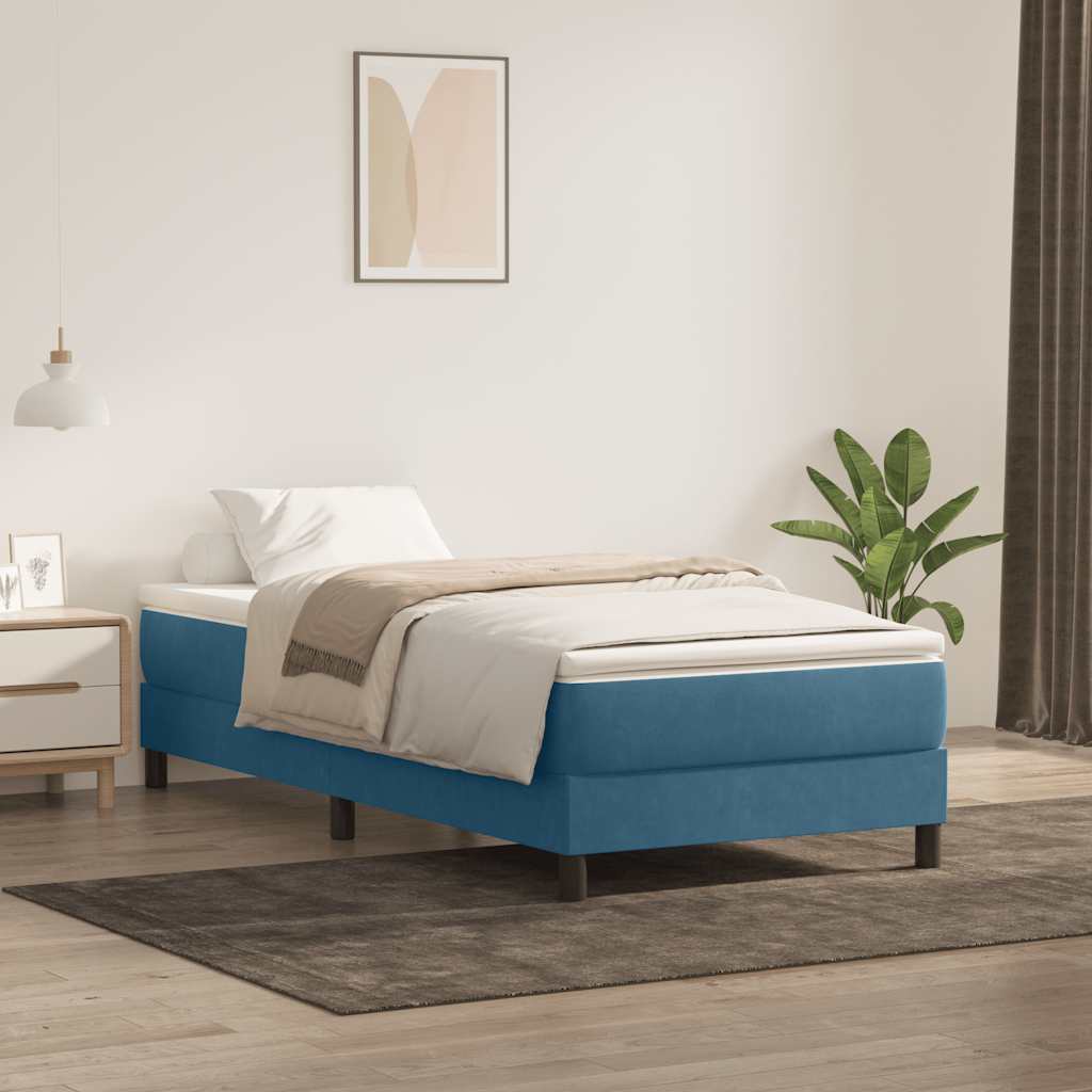 Boxspringbett Mit Matratze Samt Dunkelblau