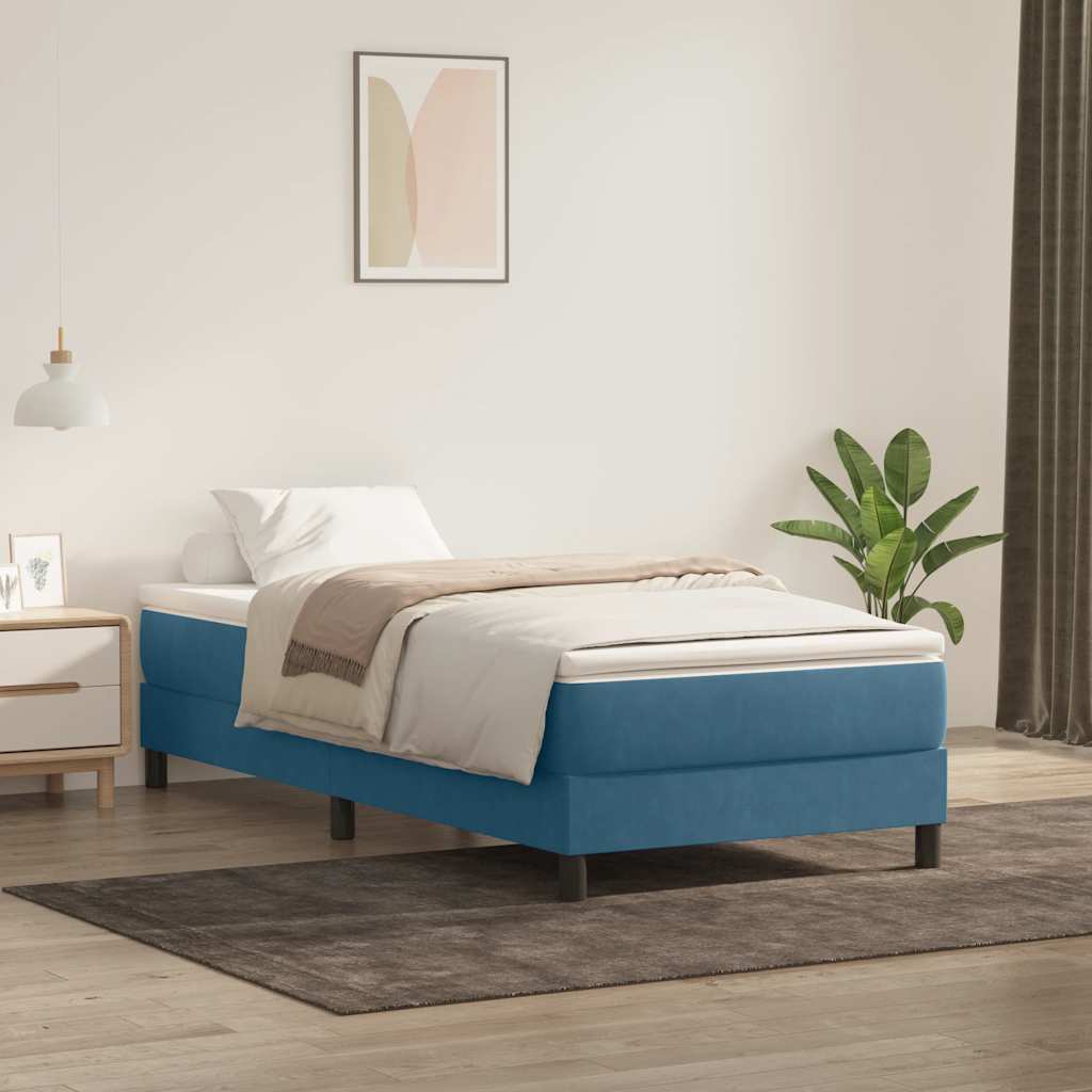 Boxspringbett Mit Matratze Samt Dunkelblau