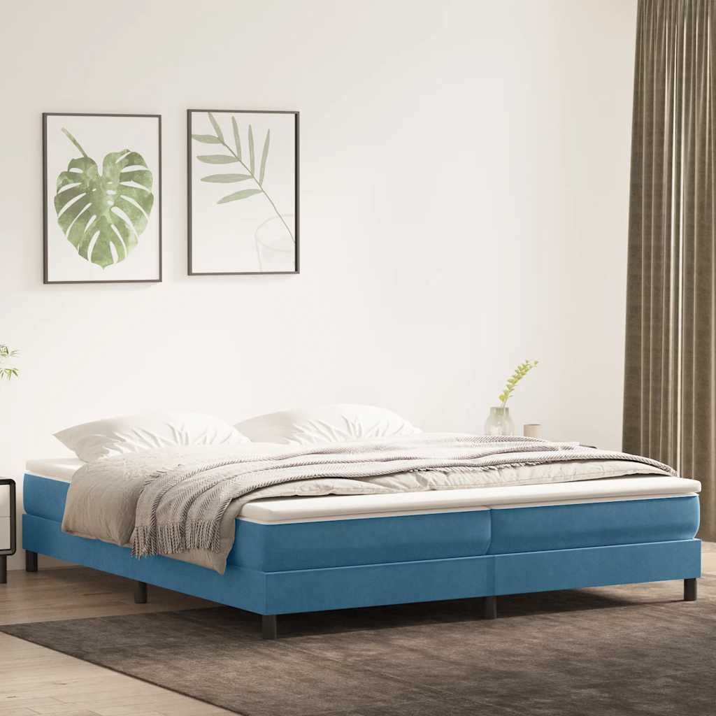 Boxspringbett Mit Matratze Samt Dunkelblau