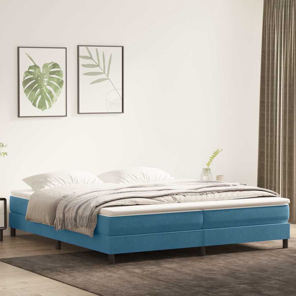 Boxspringbett Mit Matratze Samt Dunkelblau