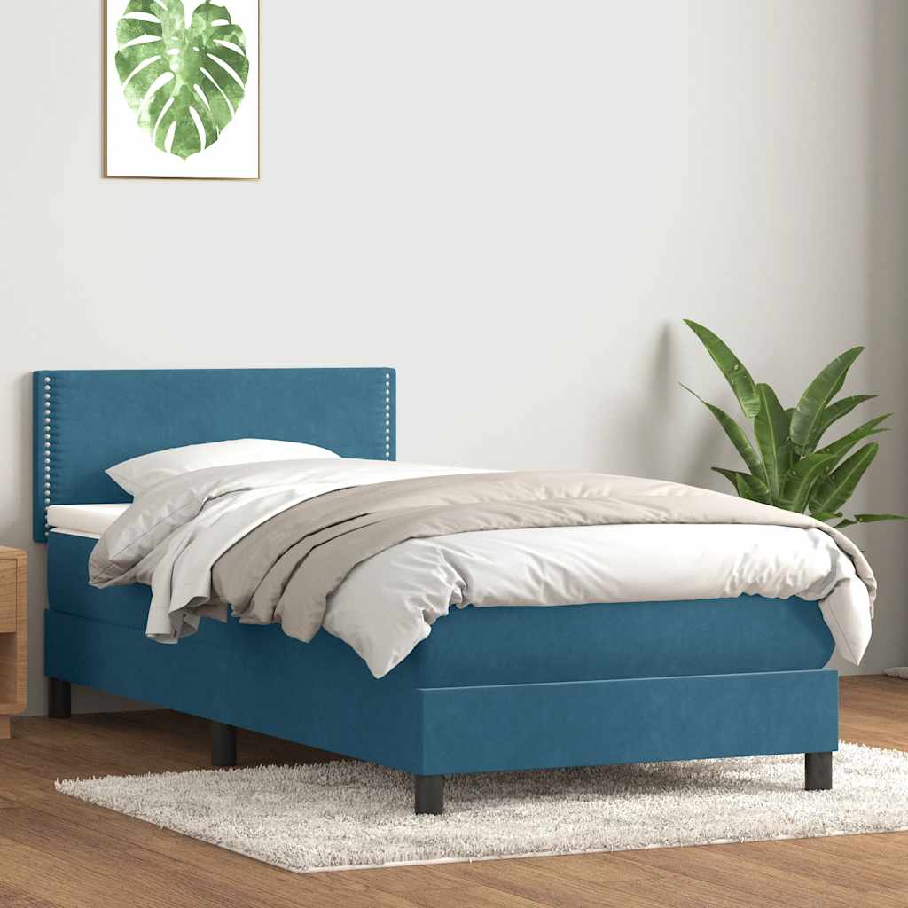 Boxspringbett Mit Matratze Samt Dunkelblau