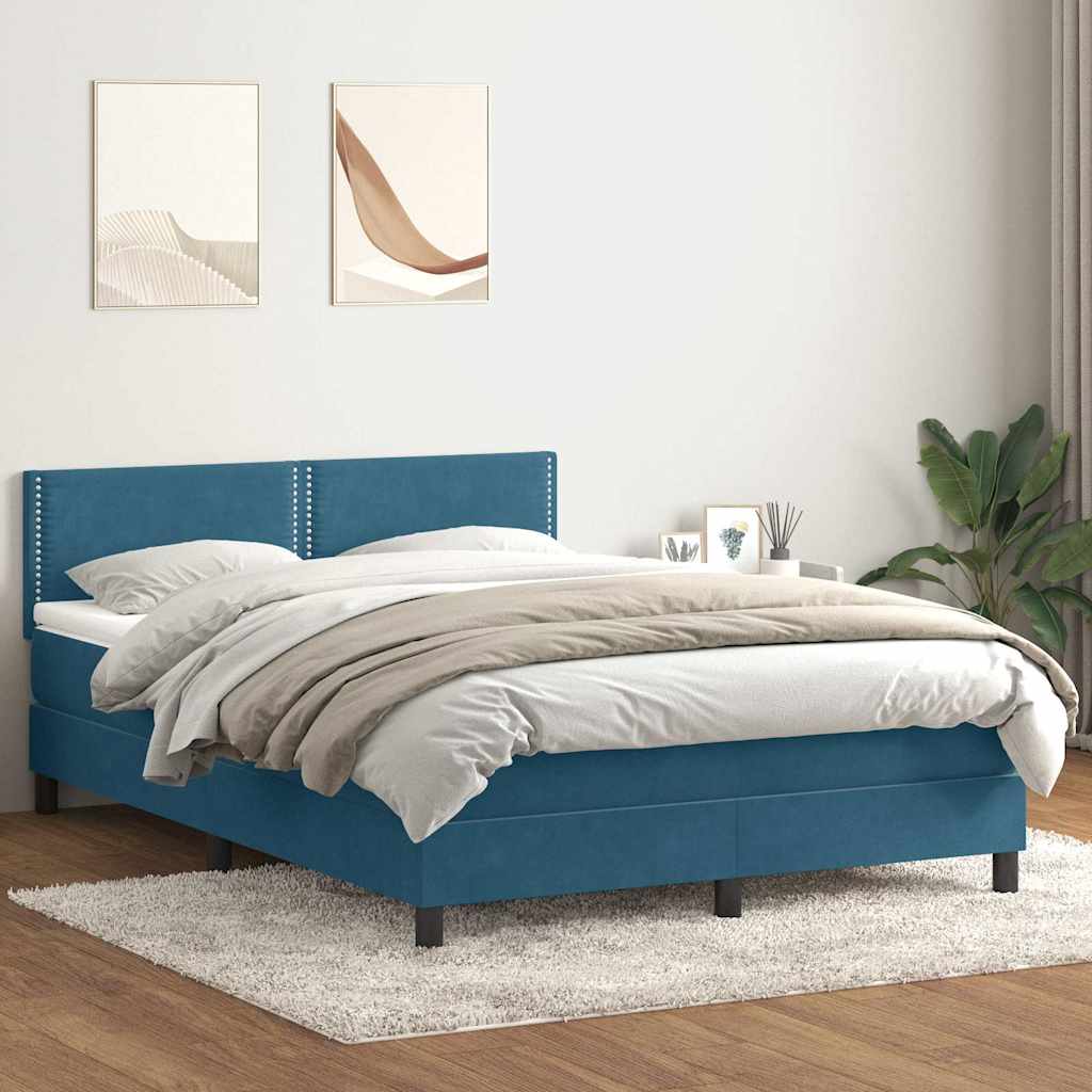 Boxspringbett Mit Matratze Samt Dunkelblau