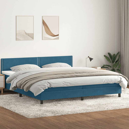 Boxspringbett Mit Matratze Samt Dunkelblau