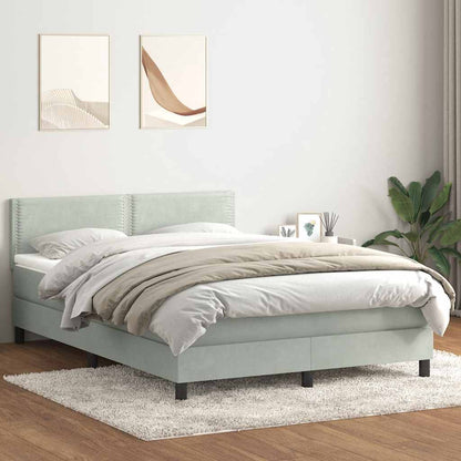 Boxspringbett Mit Matratze Samt Hellgrau