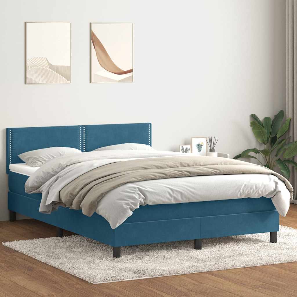 Boxspringbett Mit Matratze Samt Dunkelblau