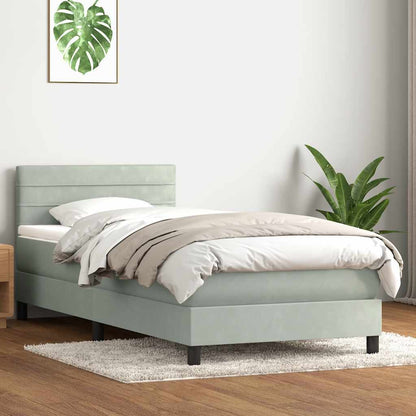 Boxspringbett Mit Matratze Samt Hellgrau