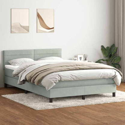 Boxspringbett Mit Matratze Samt Hellgrau