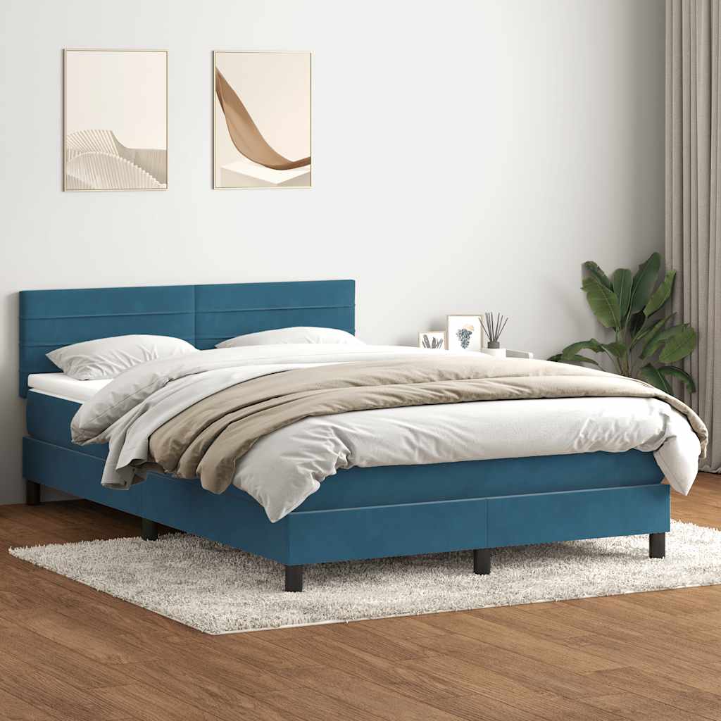 Boxspringbett Mit Matratze Samt Dunkelblau