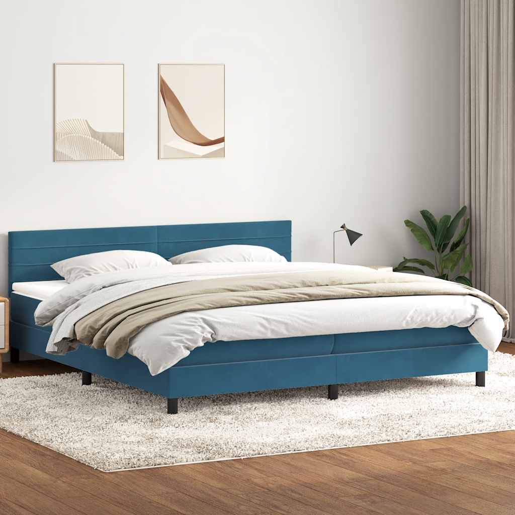 Boxspringbett Mit Matratze Samt Dunkelblau