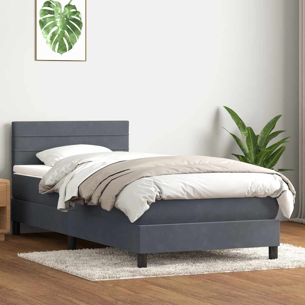 Boxspringbett Mit Matratze Samt Dunkelgrau