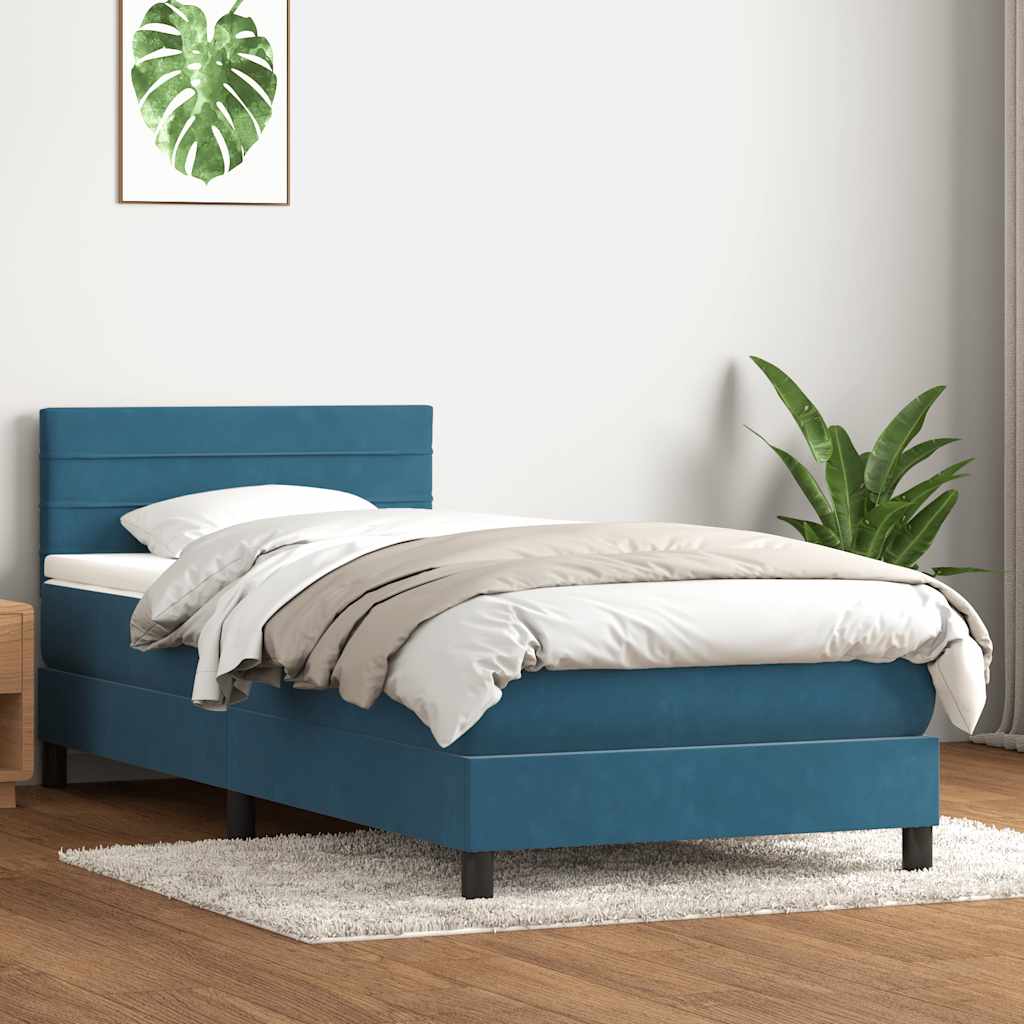 Boxspringbett Mit Matratze Samt Dunkelblau