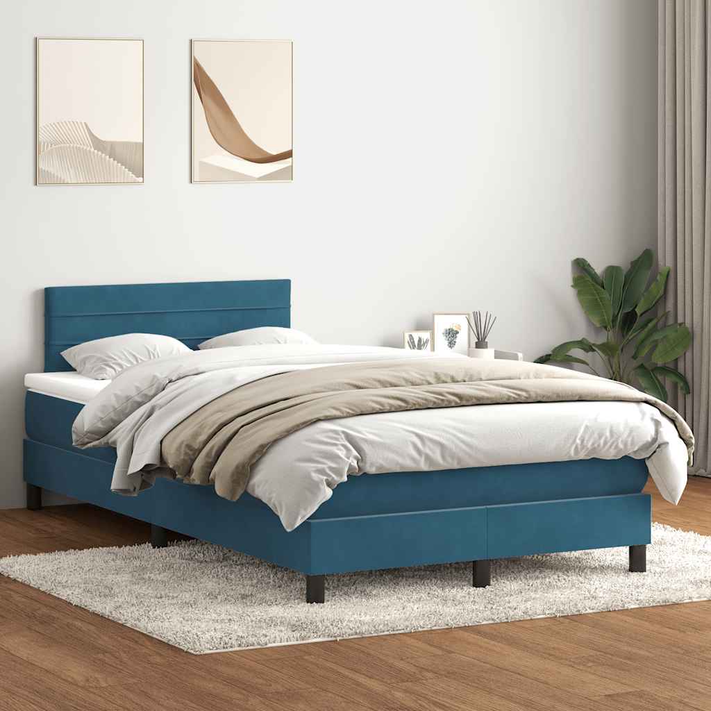 Boxspringbett Mit Matratze Samt Dunkelblau