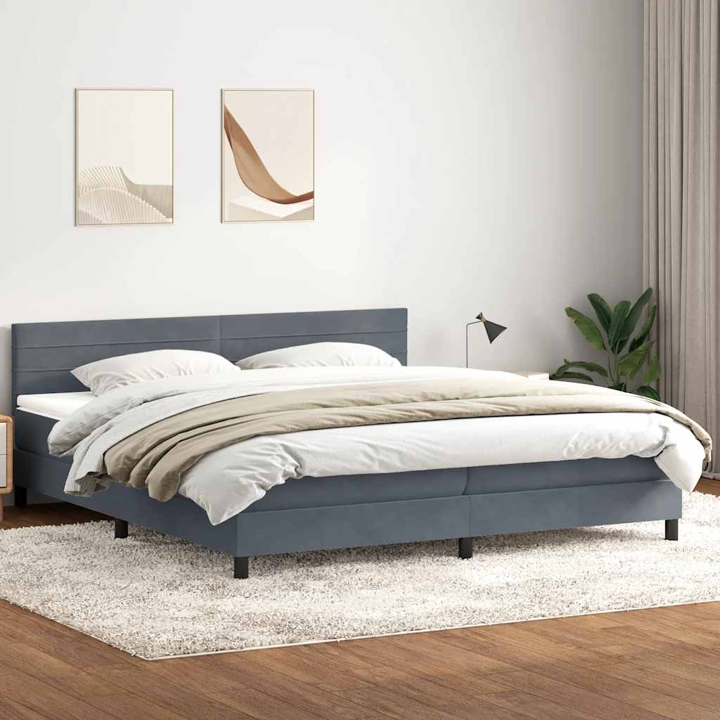 Boxspringbett Mit Matratze Samt Dunkelgrau