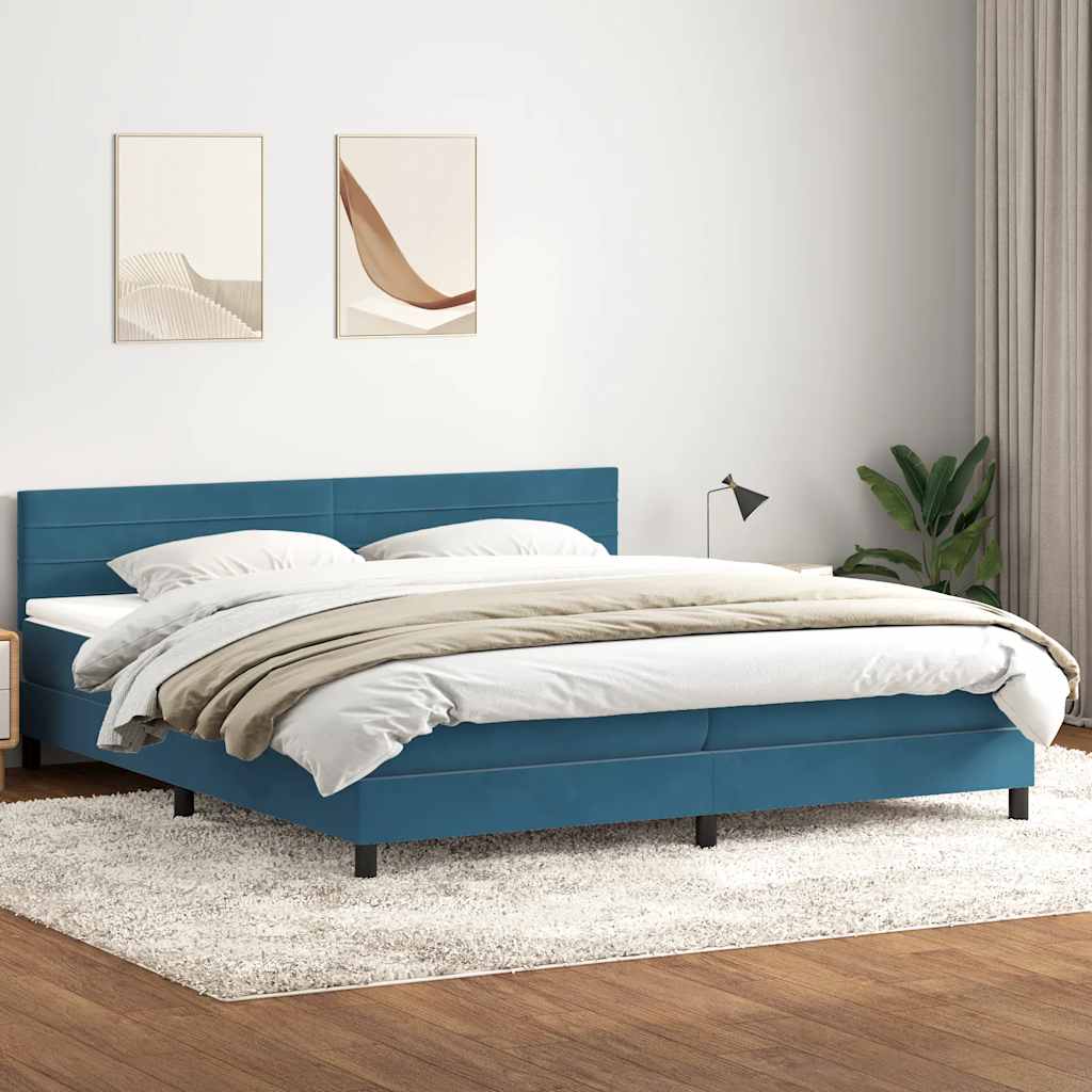 Boxspringbett Mit Matratze Samt Dunkelblau