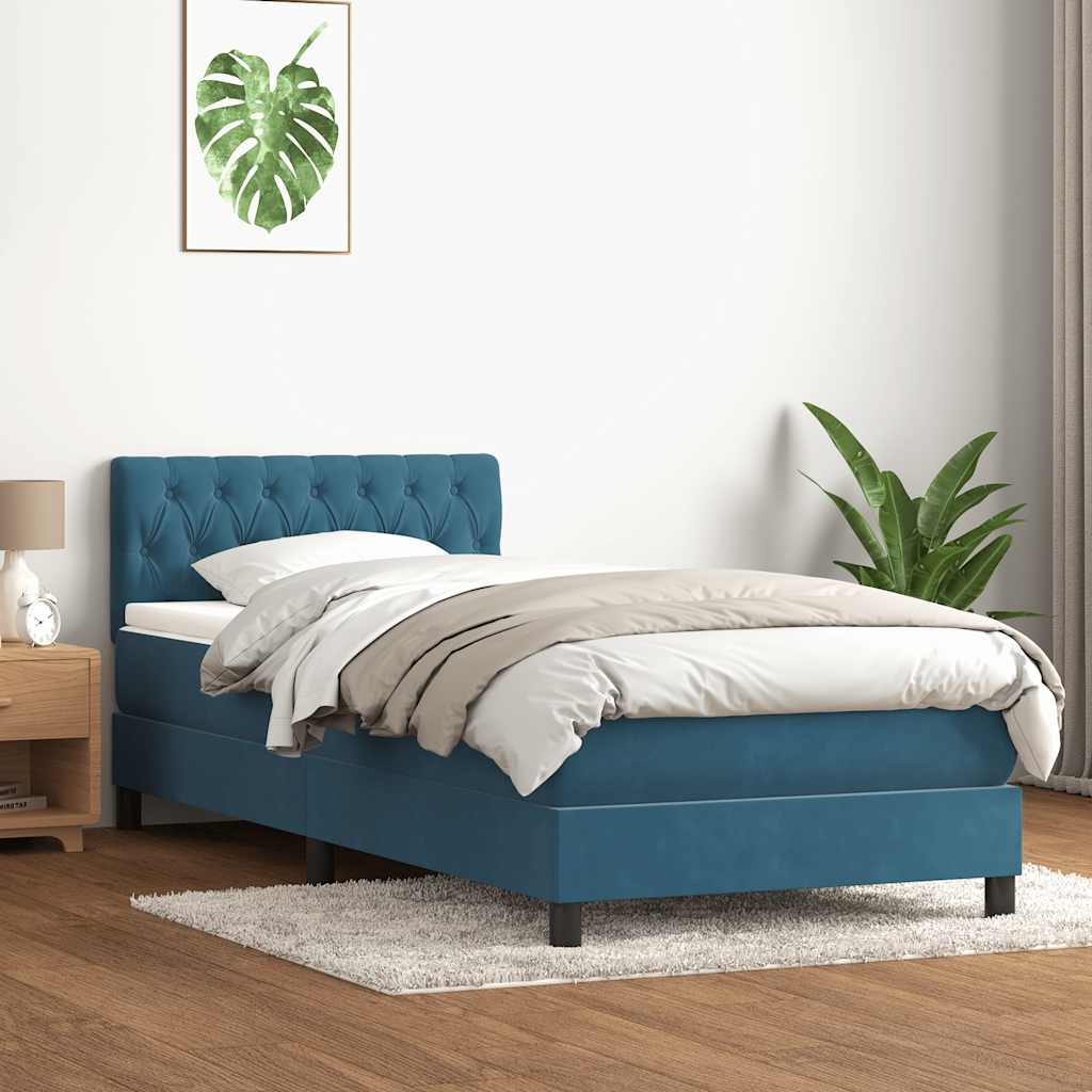 Boxspringbett Mit Matratze Samt Dunkelblau