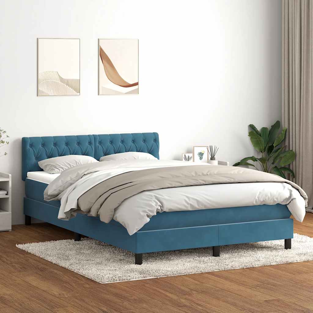 Boxspringbett Mit Matratze Samt Dunkelblau