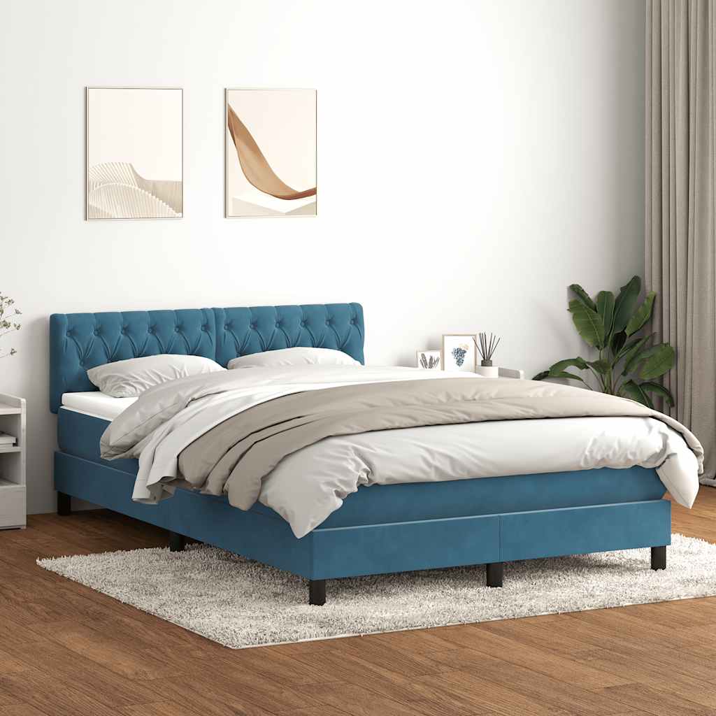 Boxspringbett Mit Matratze Samt Dunkelblau