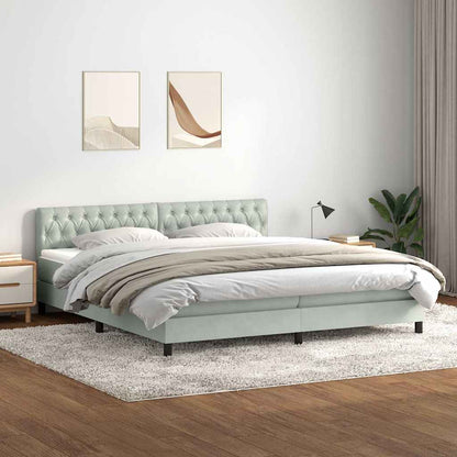 Boxspringbett Mit Matratze Samt Hellgrau