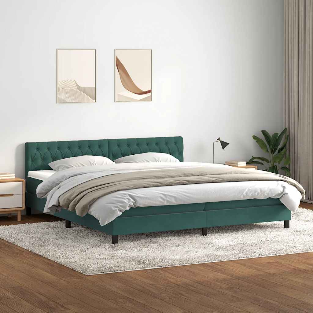 Boxspringbett Mit Matratze Samt Dunkelgrün